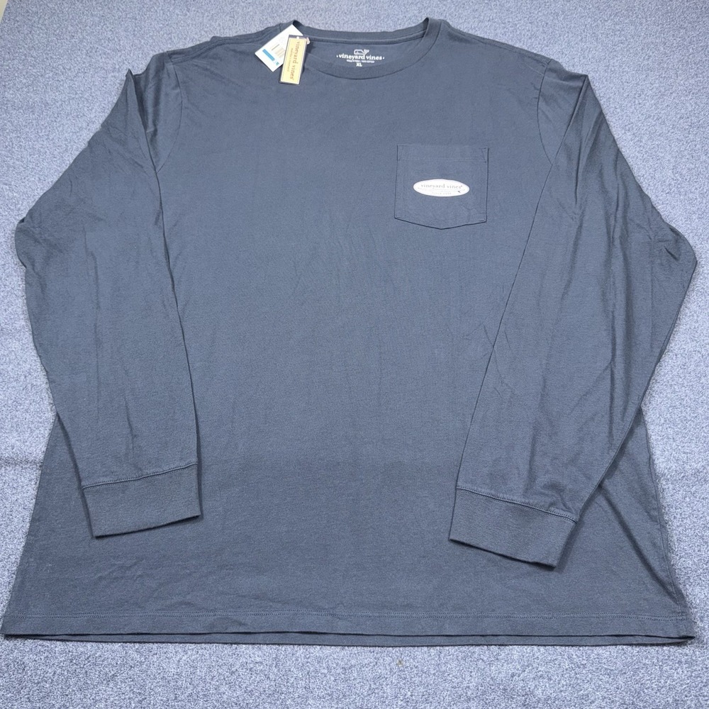 Vineyard Vines Navy Blue Mens Long Sleeve Shirt Pink Surfboard Logo NWT NEW